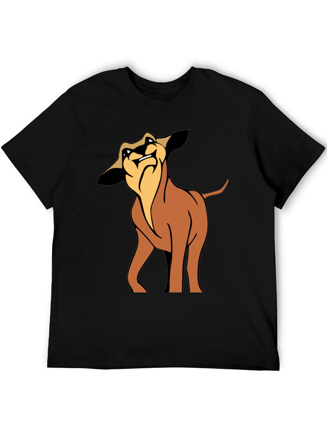 Cartoon Dog Graphic Tee - Soft Black Cotton