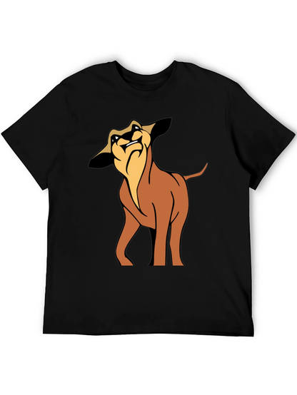 Cartoon Dog Graphic Tee - Soft Black Cotton
