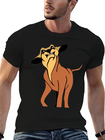 Cartoon Dog Graphic Tee - Soft Black Cotton