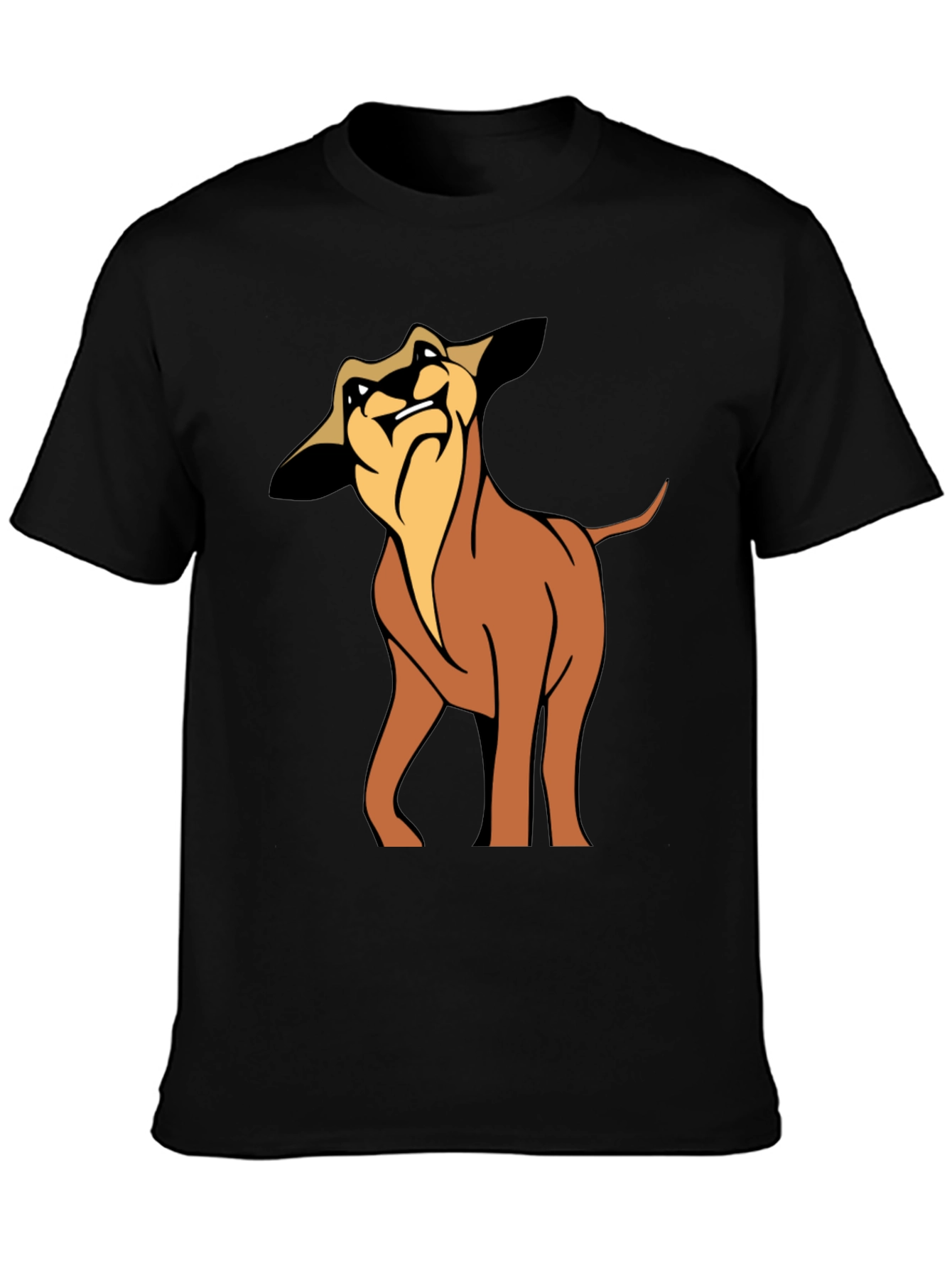 Cartoon Dog Graphic Tee - Soft Black Cotton