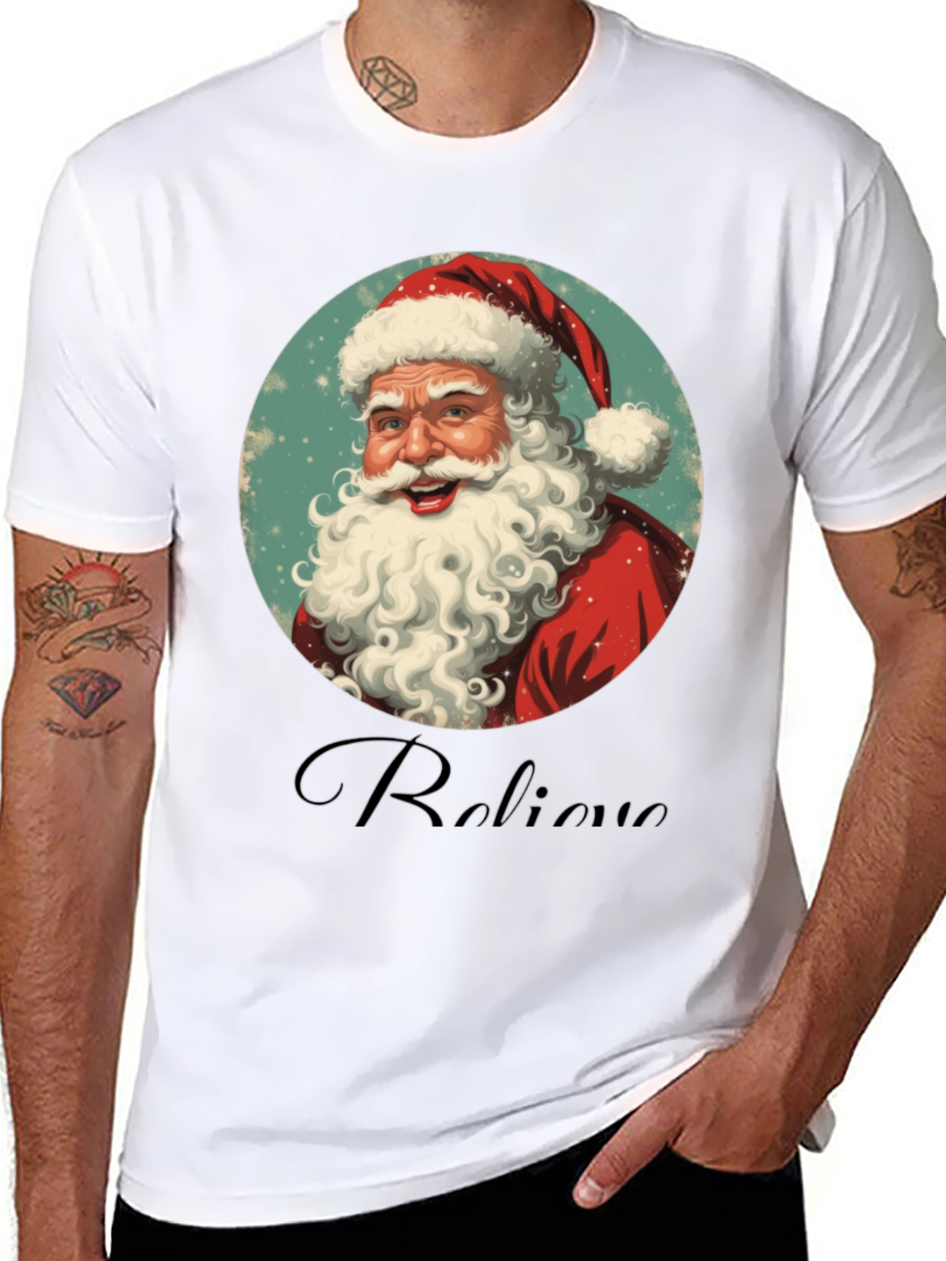 Believe Santa Graphic Tee - Black