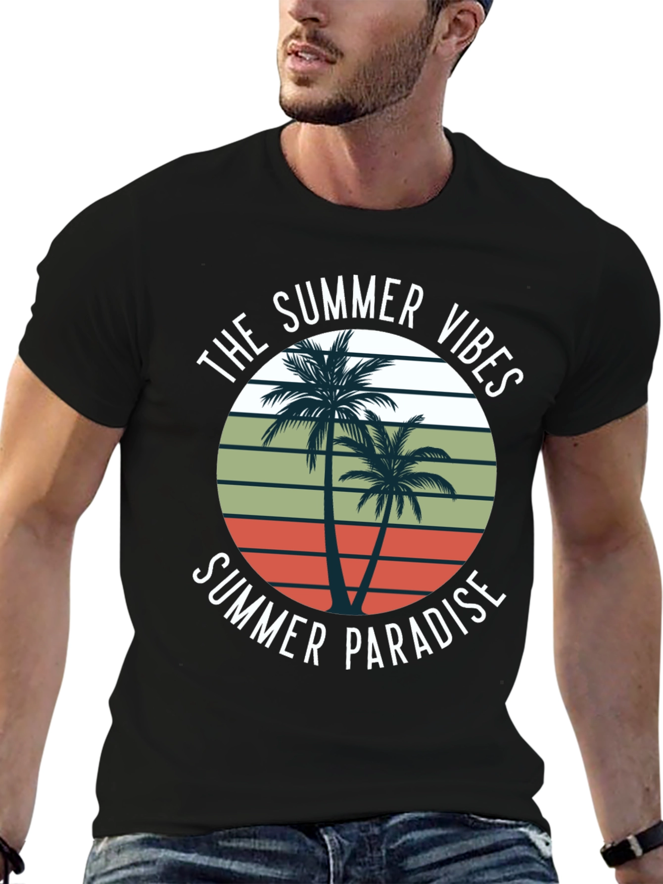 Summer Vibes Palm Tree Graphic T-Shirt