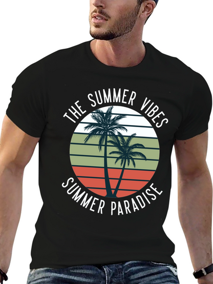Summer Vibes Palm Tree Graphic T-Shirt