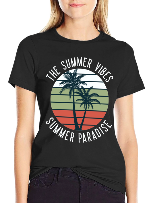 Summer Vibes Palm Tree Graphic T-Shirt