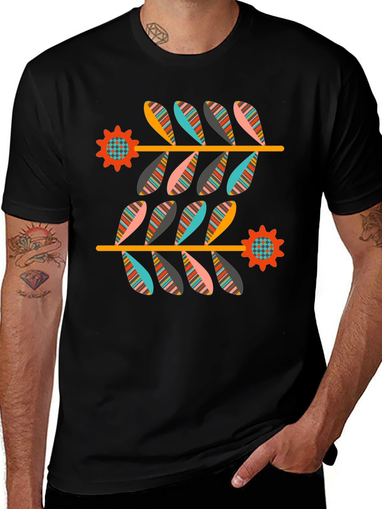 Retro Floral Graphic Tee - Black