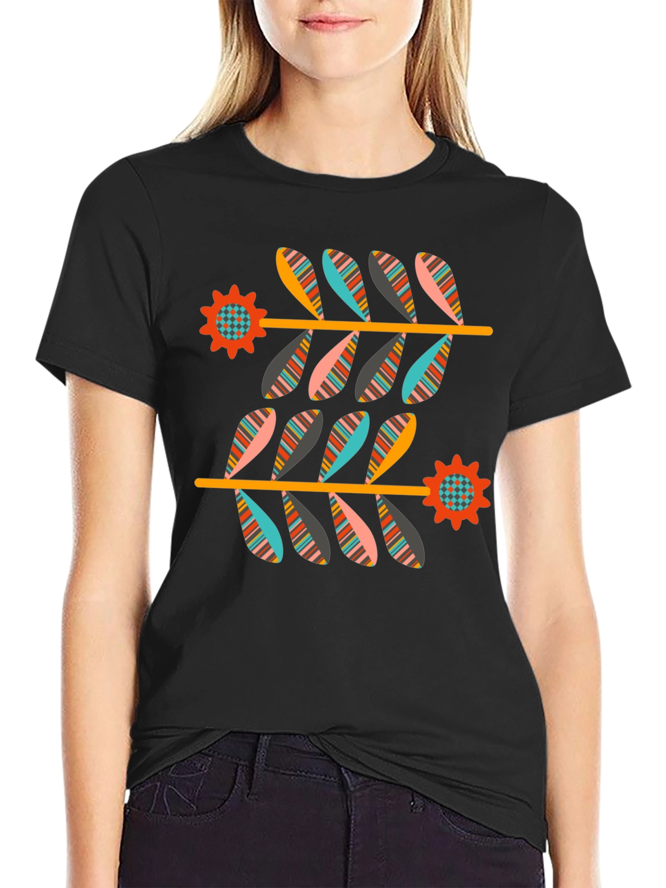Retro Floral Graphic Tee - Black