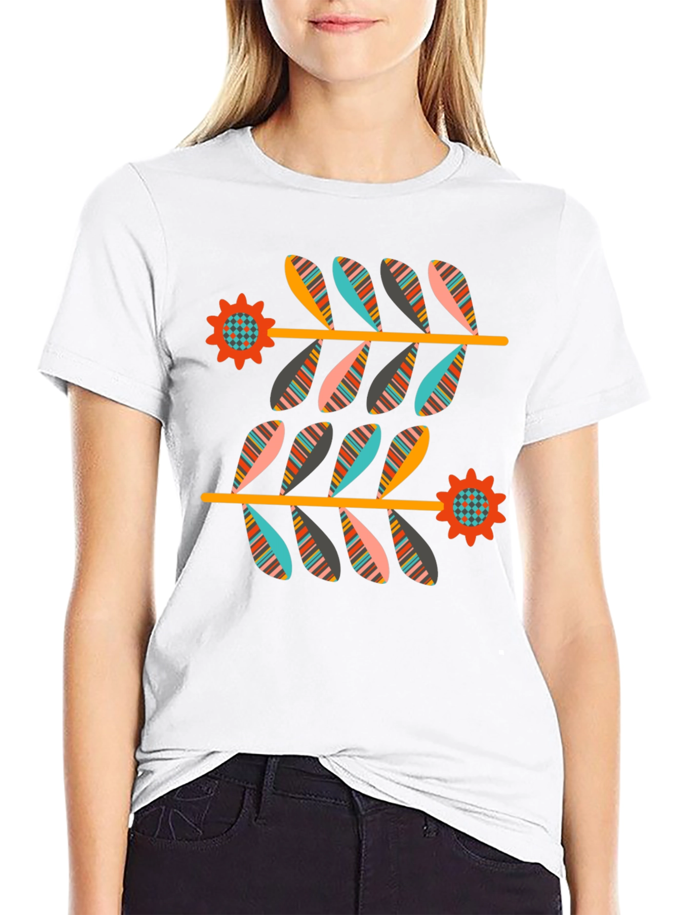 Retro Floral Graphic Tee - Black