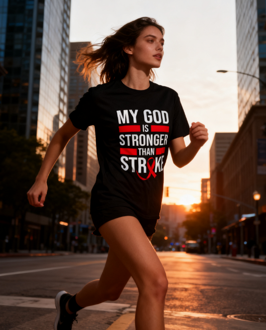 My God Is Stronger Than Stroke Unisex T-Shirt - Stroke Awareness Inspirational Faith Tee for Men & Women