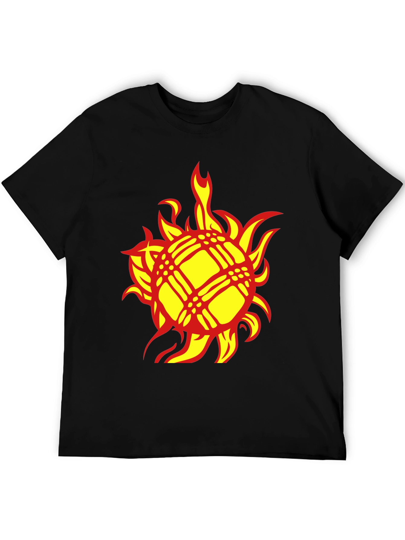 Fiery Sun Graphic Tee - Bold Black Cotton T-Shirt