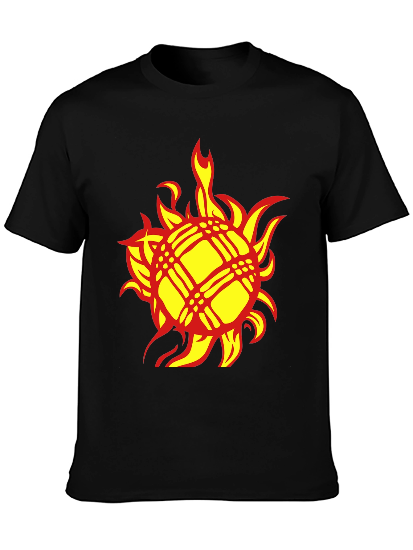 Fiery Sun Graphic Tee - Bold Black Cotton T-Shirt