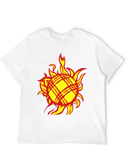 Fiery Sun Graphic Tee - Bold Black Cotton T-Shirt