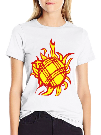 Fiery Sun Graphic Tee - Bold Black Cotton T-Shirt