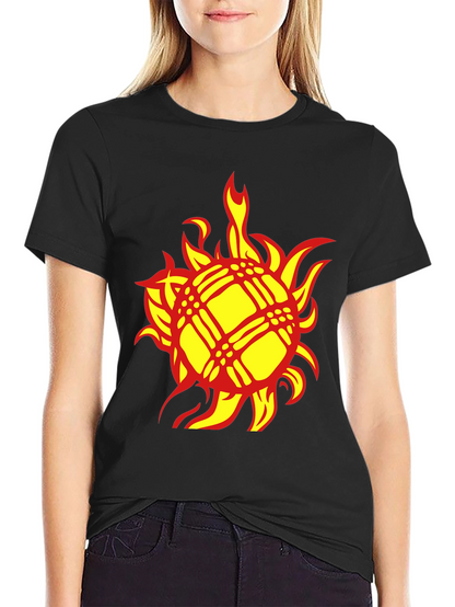 Fiery Sun Graphic Tee - Bold Black Cotton T-Shirt