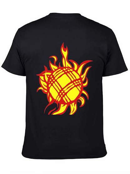 Fiery Sun Graphic Tee - Bold Black Cotton T-Shirt