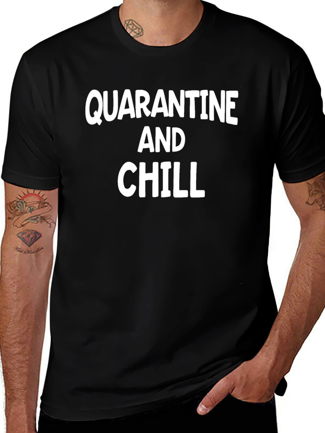 Quarantine and Chill Black Graphic Tee