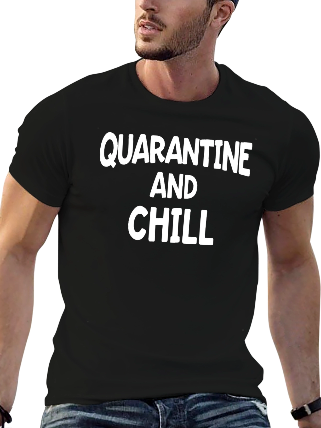 Quarantine and Chill Black Graphic Tee