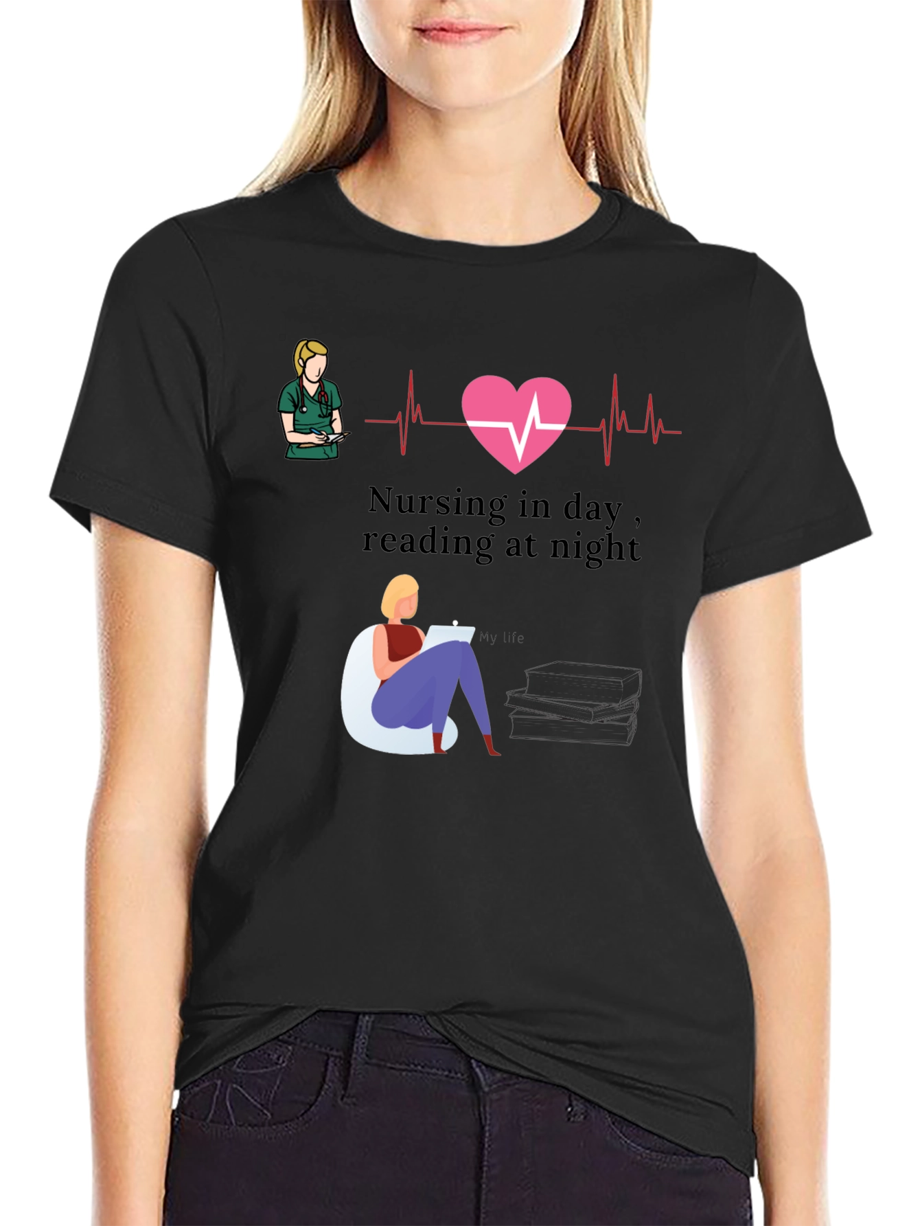 Nursing Day Reading Night T-Shirt Nurse Gift