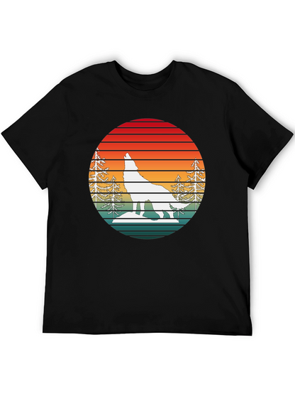 Retro Sunset Wolf Graphic T-Shirt