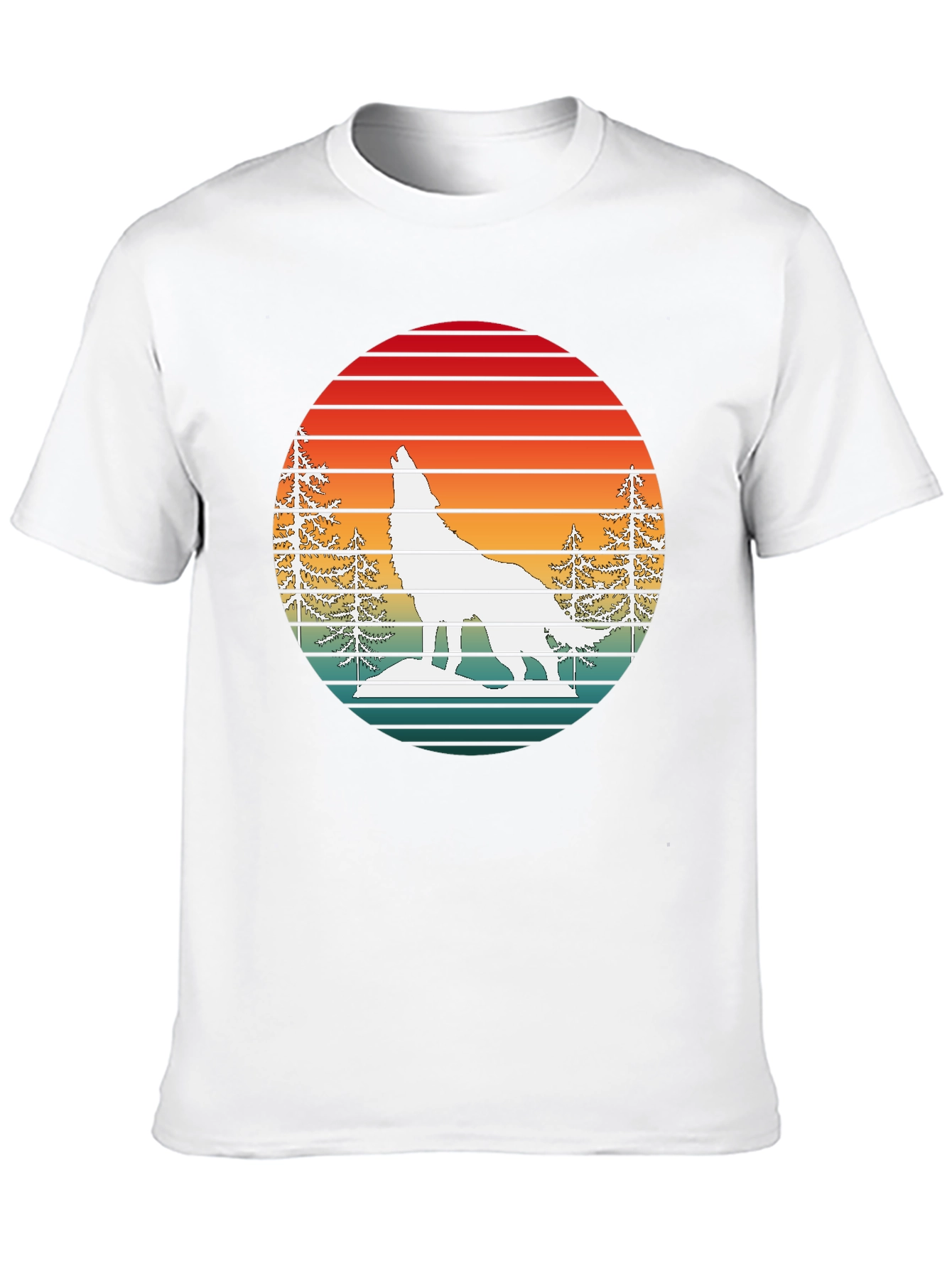 Retro Sunset Wolf Graphic T-Shirt