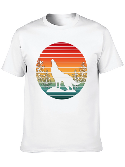 Retro Sunset Wolf Graphic T-Shirt
