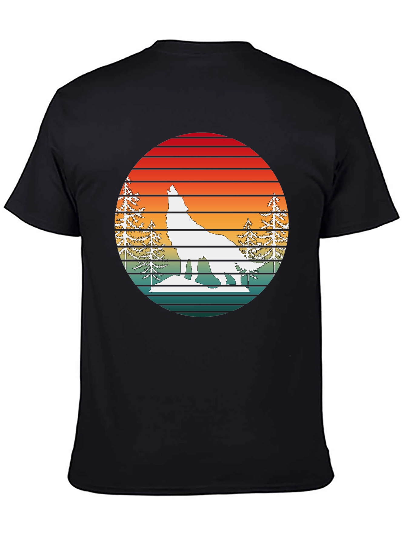 Retro Sunset Wolf Graphic T-Shirt