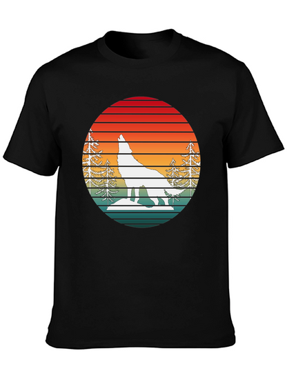 Retro Sunset Wolf Graphic T-Shirt