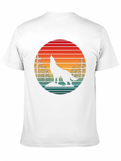 Retro Sunset Wolf Graphic T-Shirt