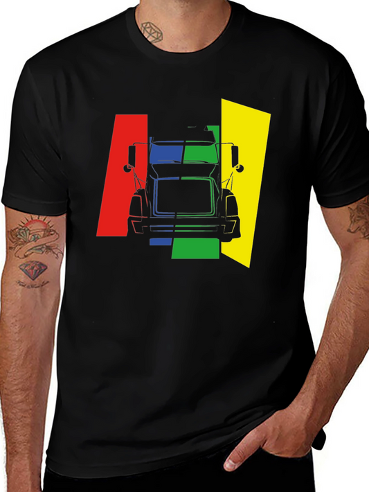 Truck Graphic Tee - Bold Color Block Design