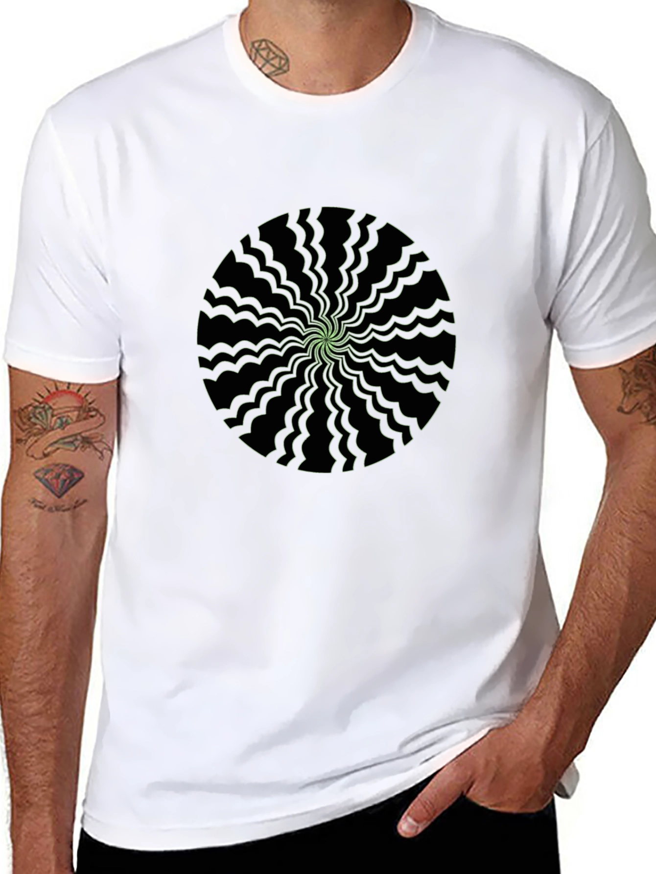 Psychedelic Graphic Print Mens Black T-Shirt