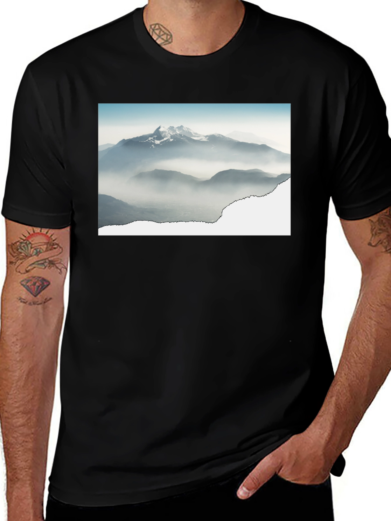 Mountains Graphic Black T-Shirt