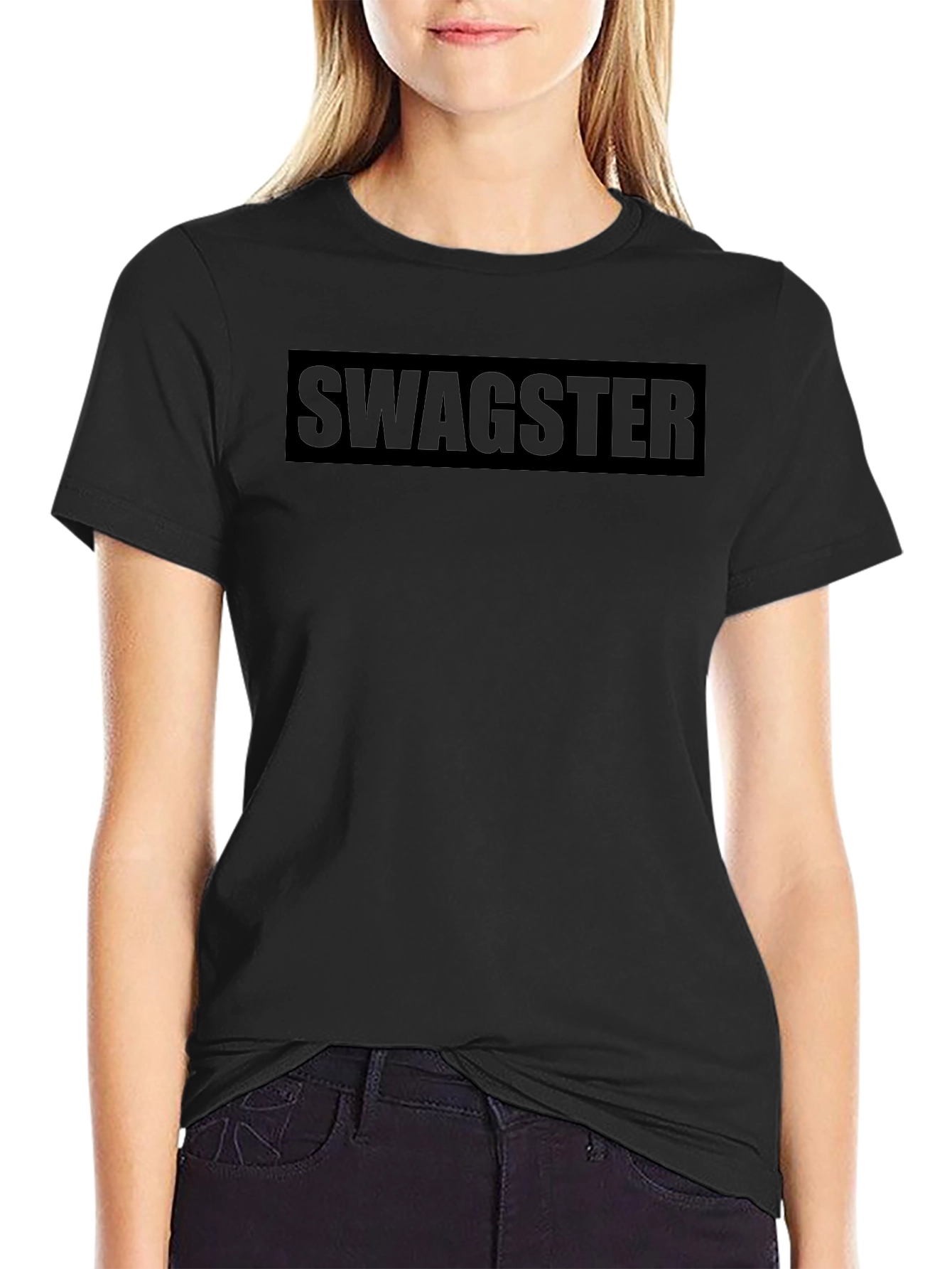 Mens Black Swagster Graphic Tee - Casual Style
