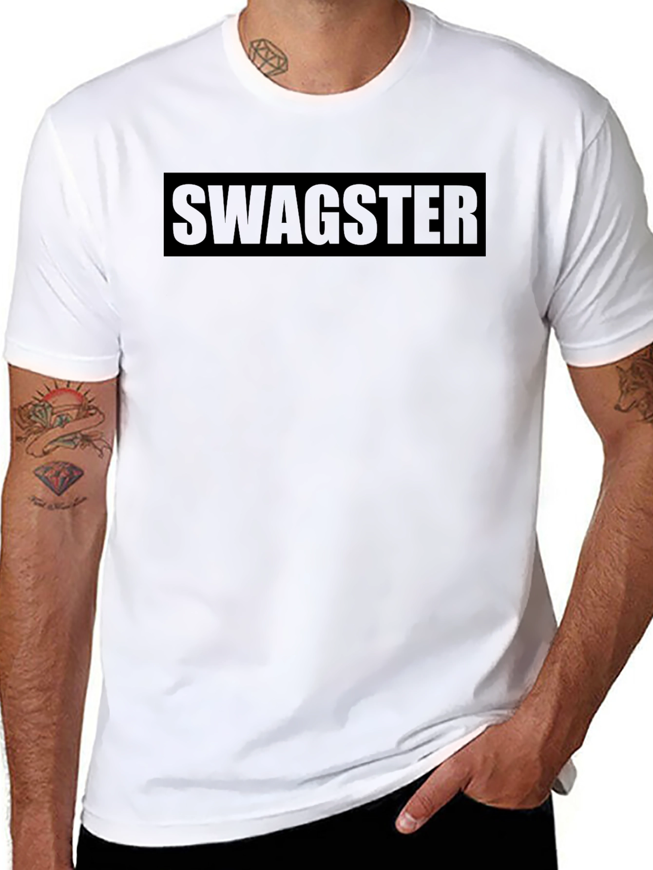 Mens Black Swagster Graphic Tee - Casual Style