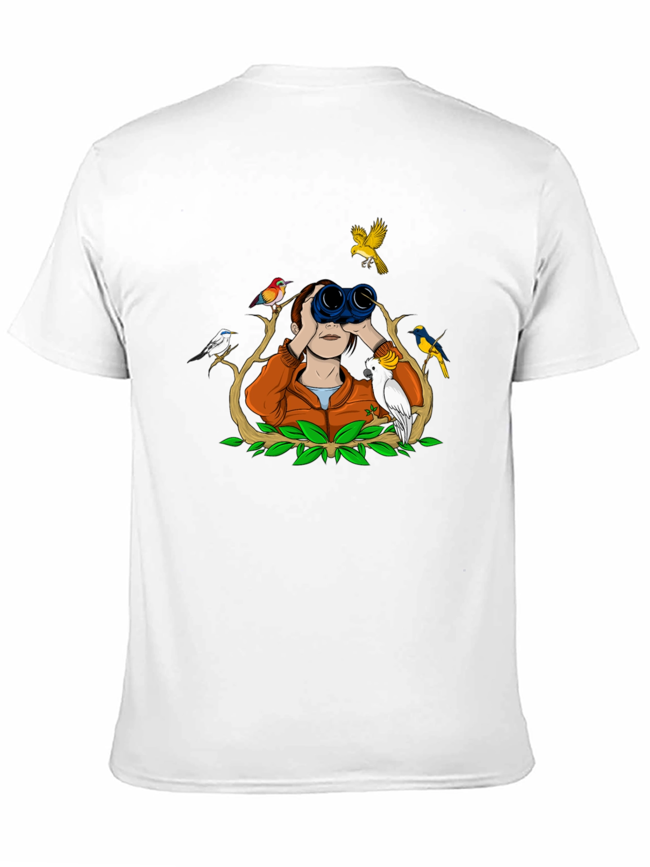 Bird Watching Tee - Binoculars and Birds Design