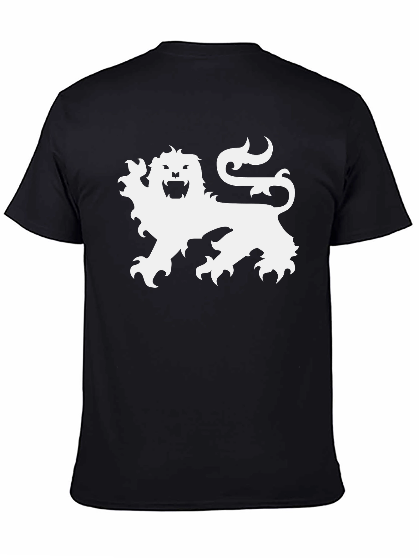 Black T-Shirt with White Lion Graphic