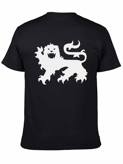 Black T-Shirt with White Lion Graphic