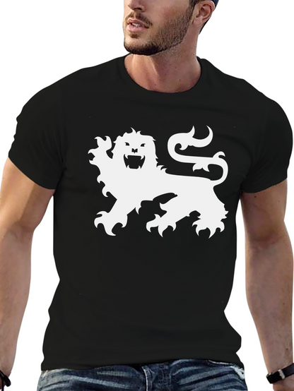 Black T-Shirt with White Lion Graphic