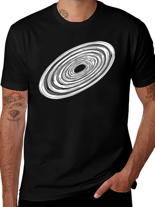 Abstract Vortex Graphic T-Shirt - Black