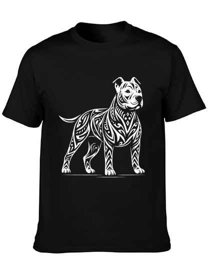 Tribal Pitbull Graphic Tee - Black Cotton Blend
