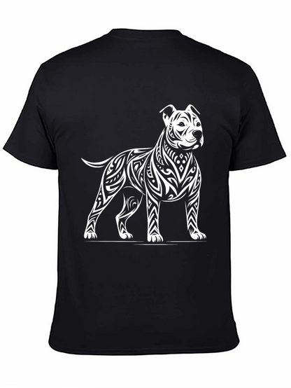 Tribal Pitbull Graphic Tee - Black Cotton Blend