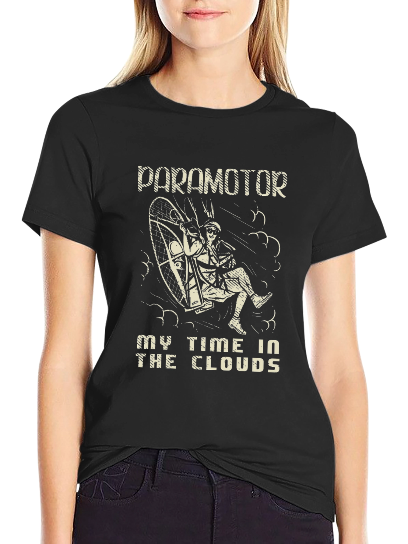 Paramotor Time In The Clouds Black T-Shirt