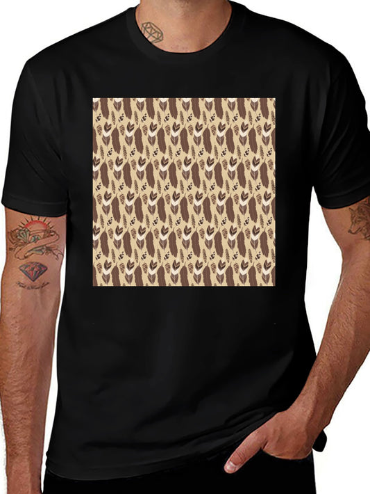 Tribal Feather Print Crew Neck T-Shirt