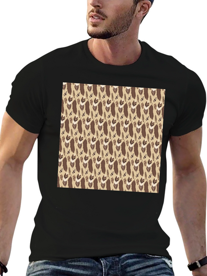 Tribal Feather Print Crew Neck T-Shirt