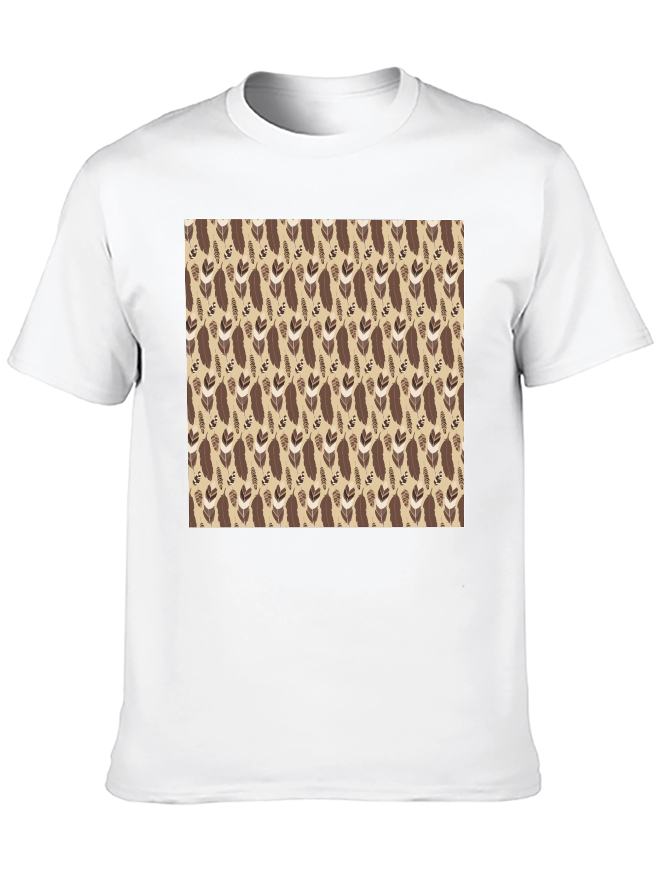 Tribal Feather Print Crew Neck T-Shirt