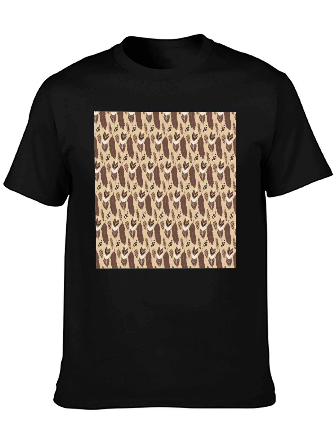 Tribal Feather Print Crew Neck T-Shirt