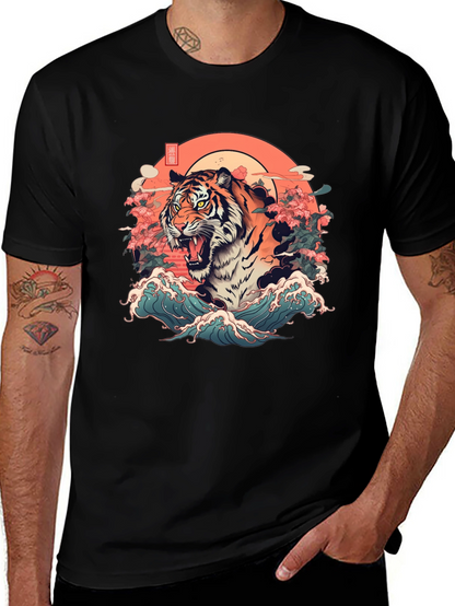 Tiger Graphic T-Shirt - Japanese Art Style