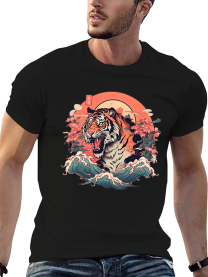 Tiger Graphic T-Shirt - Japanese Art Style