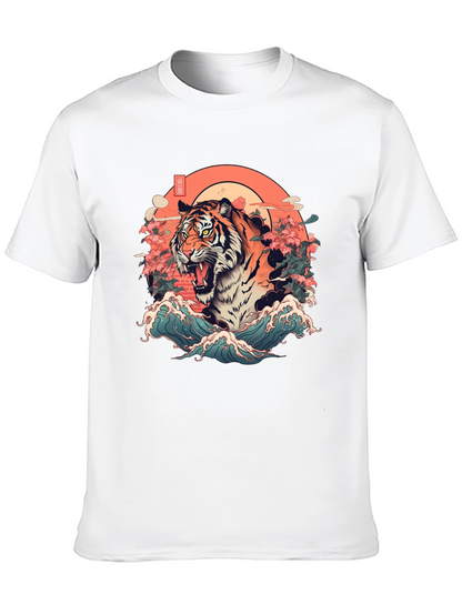 Tiger Graphic T-Shirt - Japanese Art Style