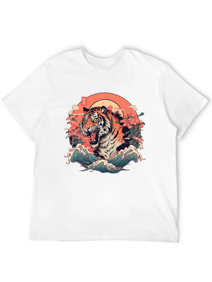 Tiger Graphic T-Shirt - Japanese Art Style