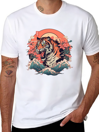 Tiger Graphic T-Shirt - Japanese Art Style