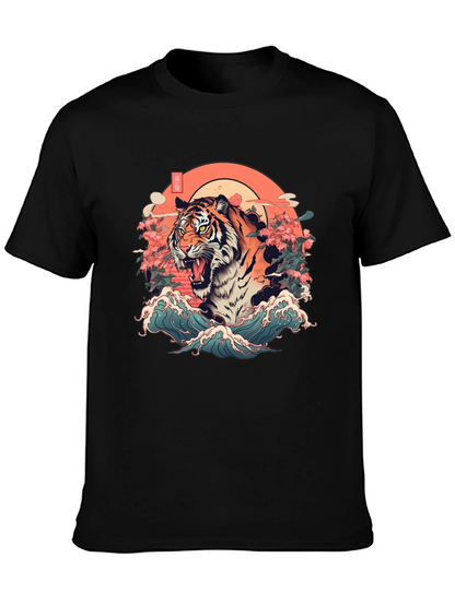 Tiger Graphic T-Shirt - Japanese Art Style